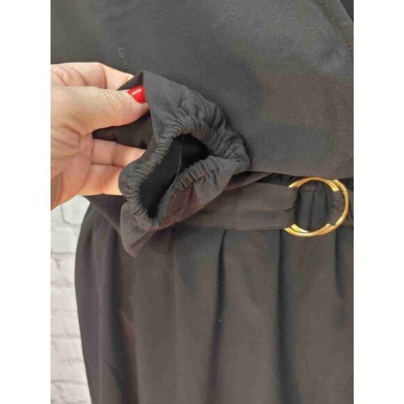 Justfab Womens Size XL Black Asymmetrical Wrap Dress - Picture 4 of 7